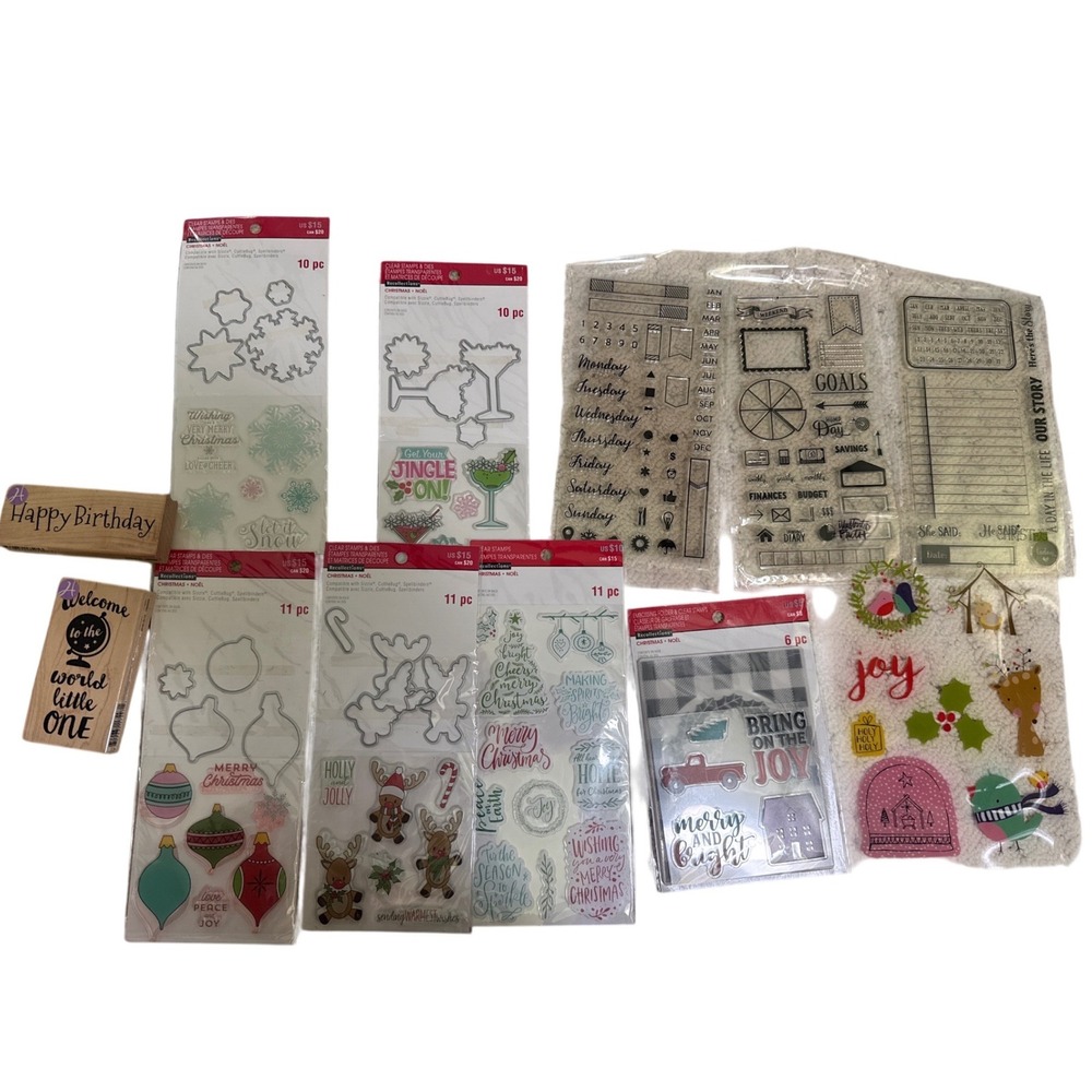 Recollections Studio Calico Stamp Die Bundle Christmas Planner Wood Stamps Lot